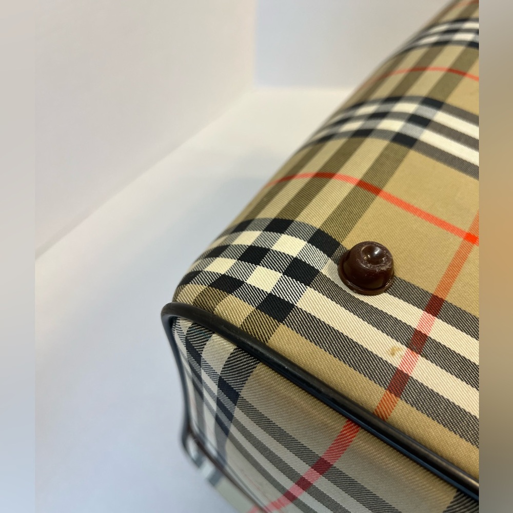 Burberry Nova Check Boston Bag Canvas Beige Brown‎ gold 100% authentic - Picture 12 of 16